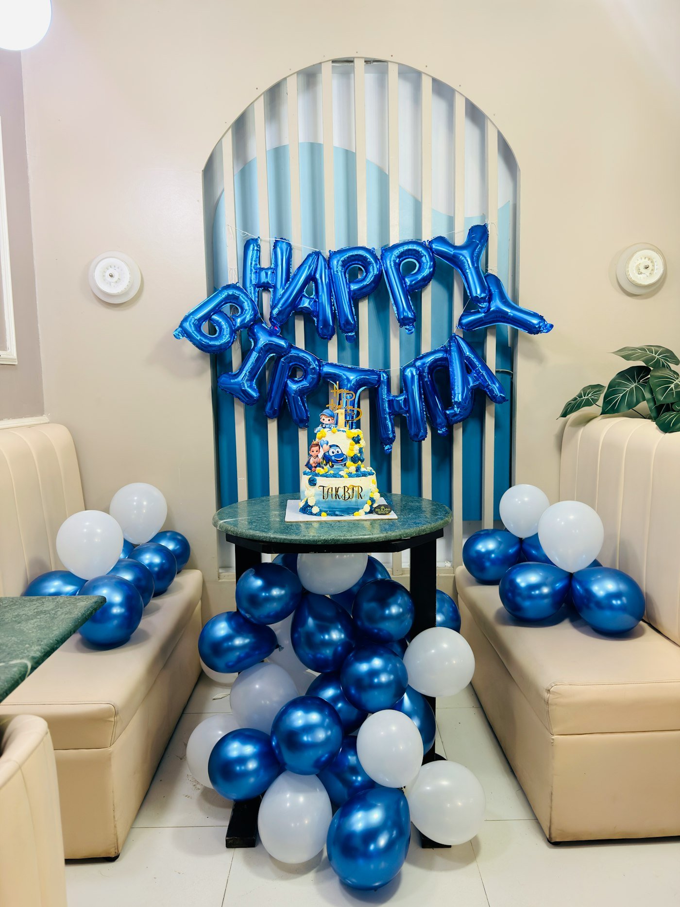 Birthday cake setup